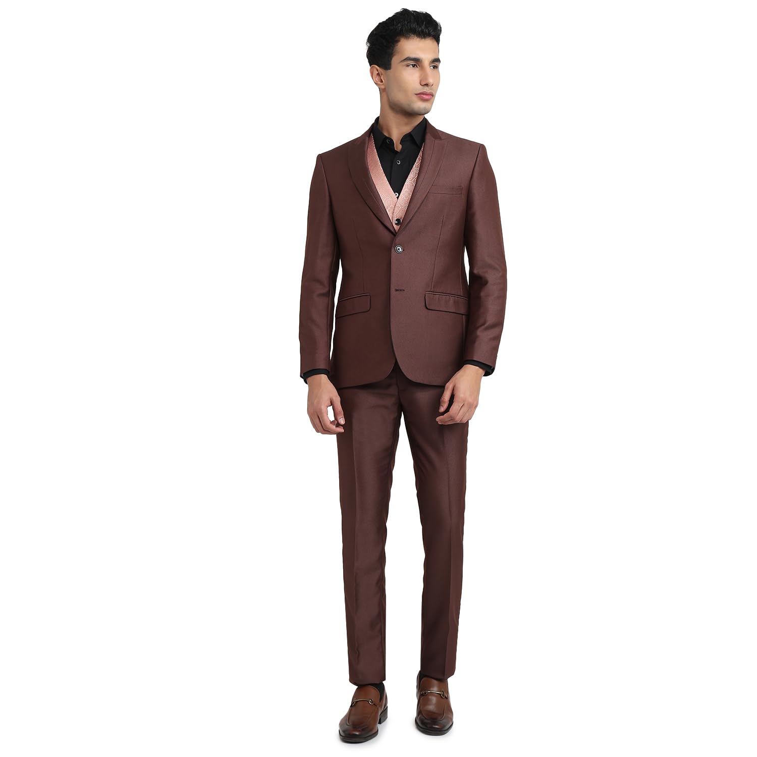 raymond Men Contemporary Fit Structure Pattern Terylene Rayon Blend Peak Lapel Full Sleeve Festive Suit-picture-44