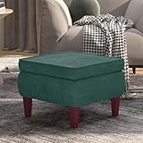 Xichuzi Hocker mit Holzbeinen Dunkelgrün Samt, Sitzhocker, Fußhocker, Sofahocker, Fuß Hocker, Couch Hocker, Stool, Footstool - 329459