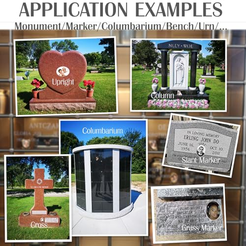 Image of Personalized Ceramic Photo for Headstone, Waterproof Picture for Grave Cemetery Tombstone Pictures Porcelain Cameo Funeral Portrait Memorial Monument Photo for Burial Stone Hanging Decorative Tiles