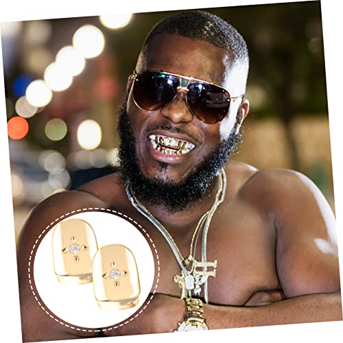 2 piezas grill para dientes hip-hop dorado duradero miniatura 5