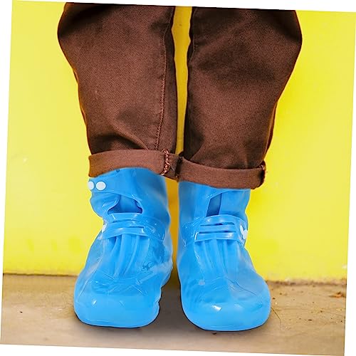 VOSAREA 1 par de fundas para zapatos con botones para ciclismo, cubrebotas antideslizantes, impermeables y reutilizables en PVC, ajuste cómodo para lluvia miniatura 7