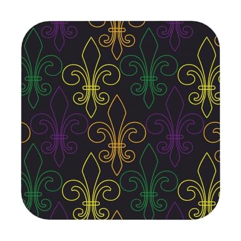 Mosytuky Mardi Gras Carnival Coasters for Drinks Absorbent Set of 4,Drink Coasters for Coffee Table – PVC Non Slip Cover