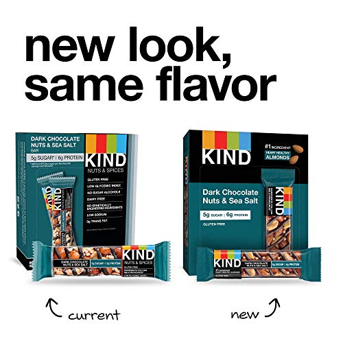 Image of KIND Nut Bars, Dark Chocolate Nuts and Sea Salt, Healthy Snacks, Gluten Free, Low Sugar, 6g Protein, 6 Count (Pack of 4)