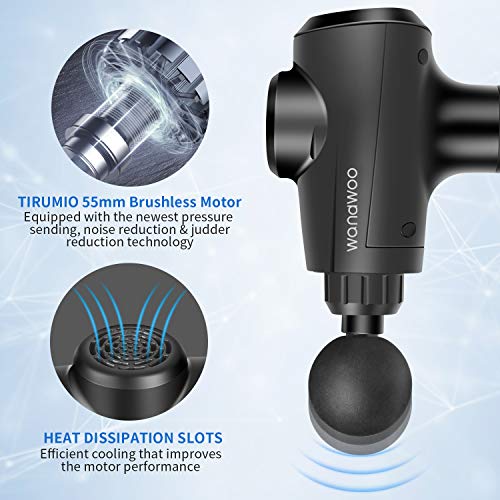 【2020 New】Muscle Massage Gun,Deep Tissue Percussion Massager for Athletes,Quiet Handheld Body Muscle Massager,Brushless Motor w/ 6 Heads and 20 Speed Levels,Workout Recovery,Portable w/ Carrying Case - Thumbnail 2