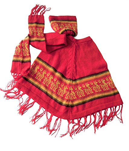 Poncho para niña rojo ideal para paseos y juegos al aire libre