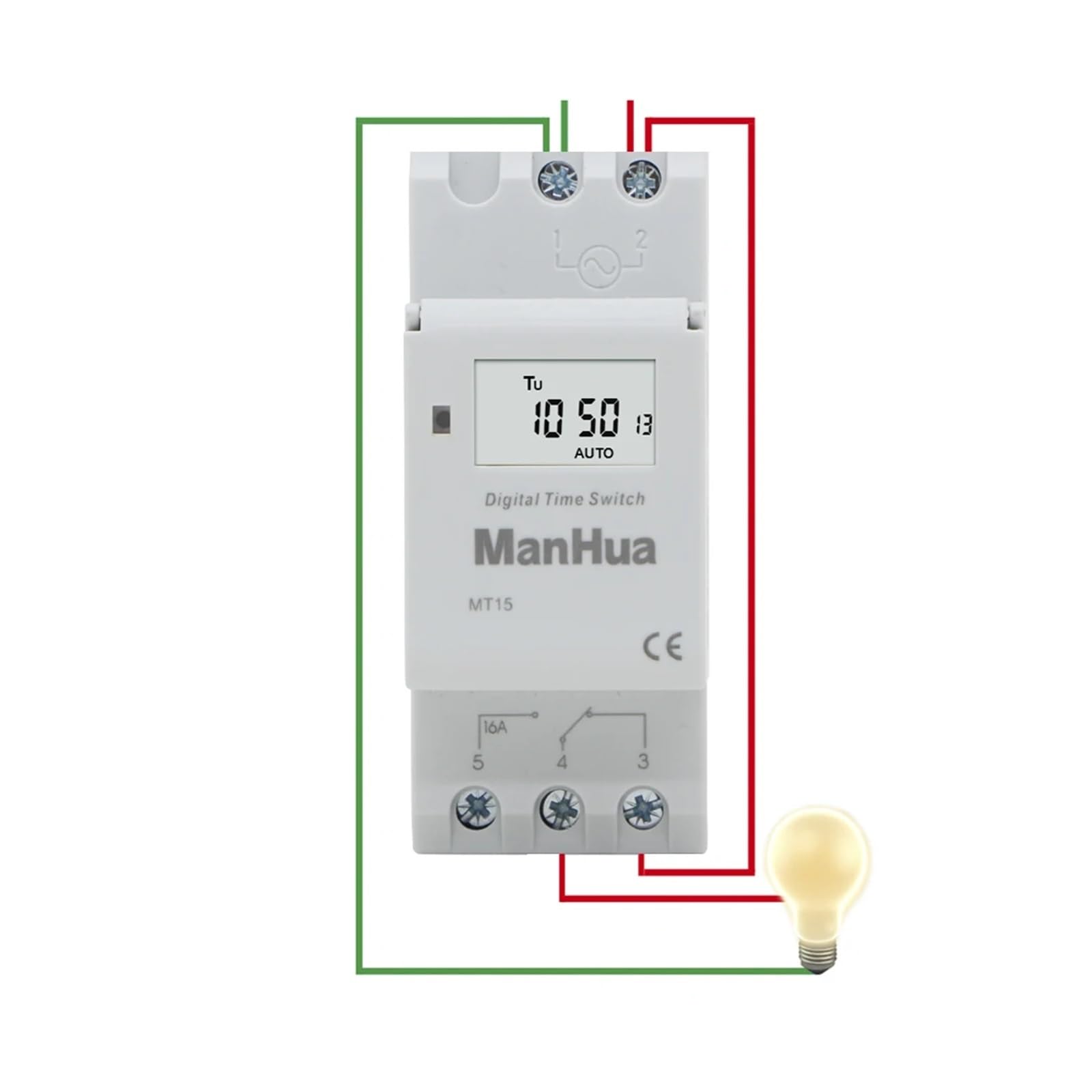 Temporizador de relé Digital programable semanal electrónico de 7 días con Control de Interruptor CA 220 V, 230 V, 12 V, 24 V, 48 V, 16 A, Montaje en riel DIN(16A 220V-240V)