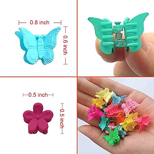 Elemirsa 80 Pieces Butterfly Hair Clips Flower Hair Clips Mini Claw Clip Jaw Clips With Toy Treasure Box For Baby Girls Kids Toddlers Dress Up Butterfly Hair Clips #TOP6