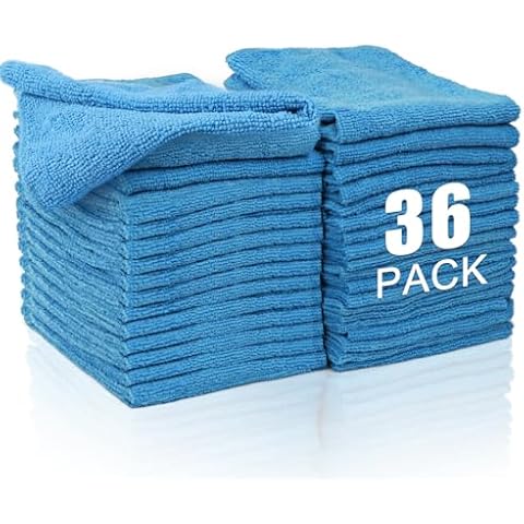 MASTERTOP Microfiber Cleaning Cloth,36 Pack, Highly Absorbent Cleaning Rags, Reusable Microfiber Towels for Kitchen, Home, Car Glass, Lint Free, Streak Free, 14"x14" Cover