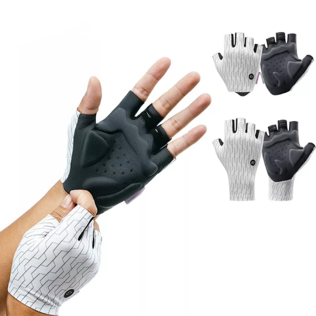 ROCKBROS Guanti Bici Estivi Antiurto, Guanti Ciclismo Senza Dita Uomo Donna, Traspirante, Antiscivol per MTB, Bicicletta Strada, Bici Corsa, Gravel