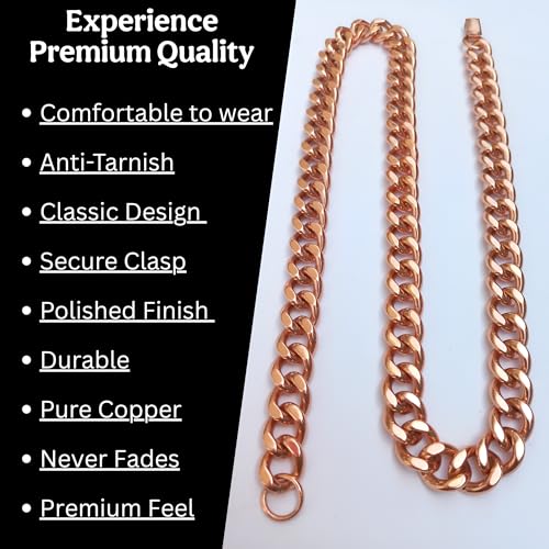 Copper Chain Necklace For Men & Women Heavy Solid Jewelry Chain 24" Unisex - 1 Heavy Solid Cuban Link Copper Chain - Gifts for Men & Women2