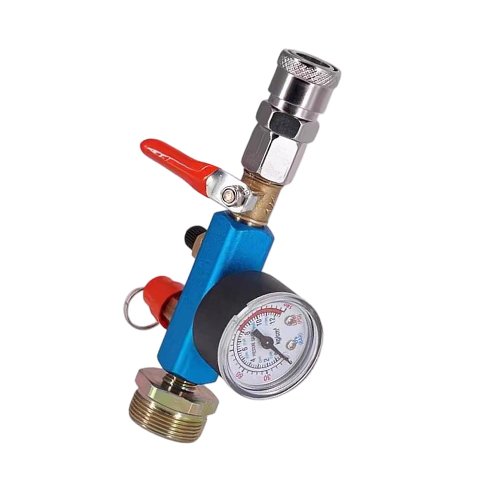 Errory Five Links Gauge Pressure Adapter For Small Air Reservoir, Metal Refill Connector With Handle For Home Garage Maintenance Use Metal Cylinder Connector
