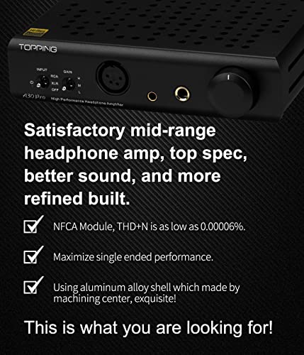 Image of KGUSS Topping A30 Pro NFCA Headphone Amplifier SE Balanced XLR 4.4mm 6.35mm Output 6000mW x 6000mW Balanced Headphone Amp for D30 Pro (Black)