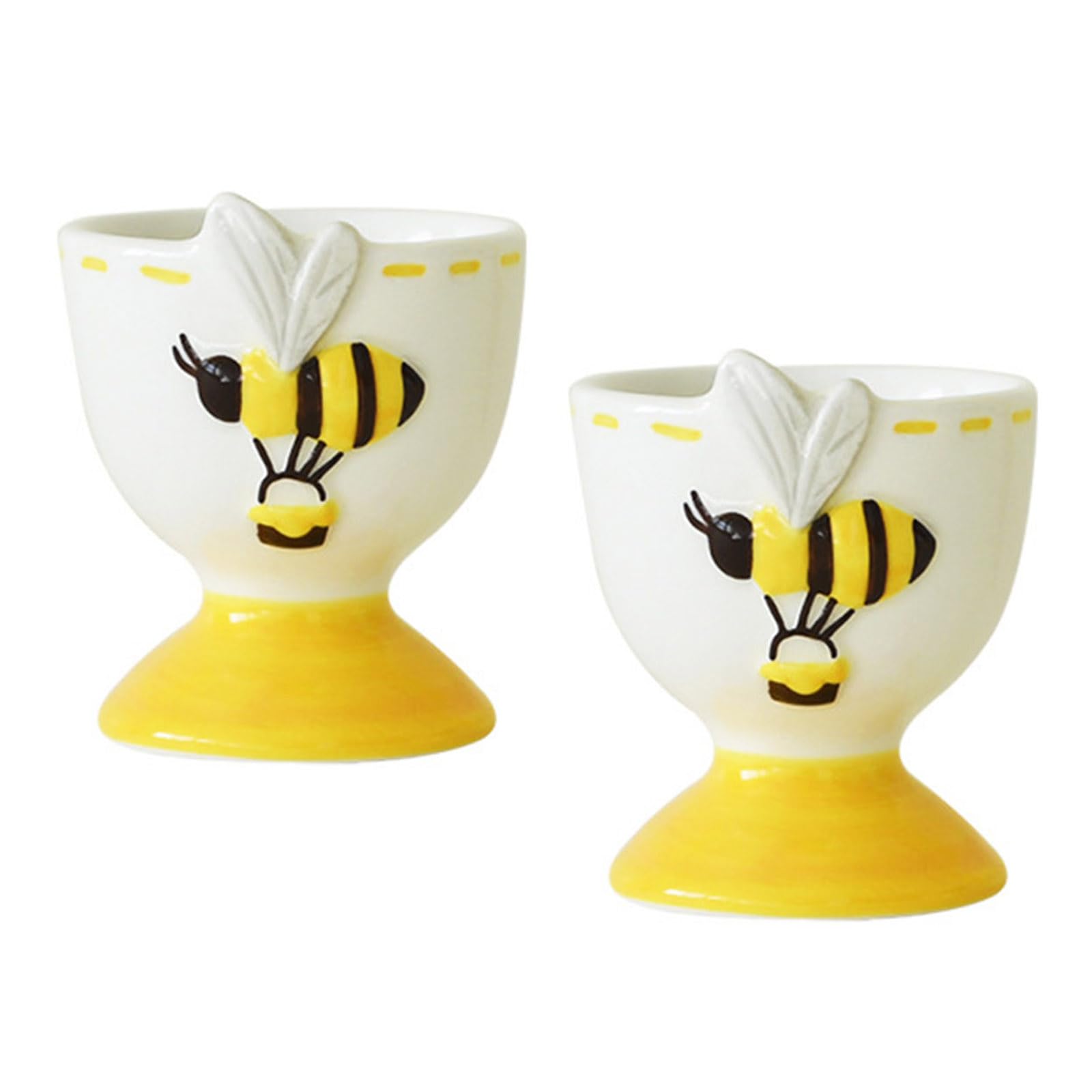 Msioytog Ceramic Eggs Cup Tray with Artistic Bees Embossed Pattern Breakfast Holder Multipurpose Kitchen Dining Decors Ceramic Cup