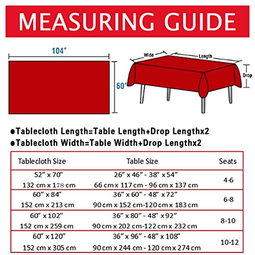 Christmas Holiday Tablecloth for Rectangle Tables, 60 x 102 Inches Winter Spill-Proof Washable Polyester Santa Claus Wrinkle Free Printed Oblong Table Cover,Red Table Cloth for Home, Dinner, Party – Image 6
