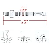 Vista 13 de Anclaje de hormigón de 1/4 x 3 pulgadas, anclaje de cuña de acero inoxidable 304 con excelente rendimiento antioxidante, kit de anclajes y tornillos