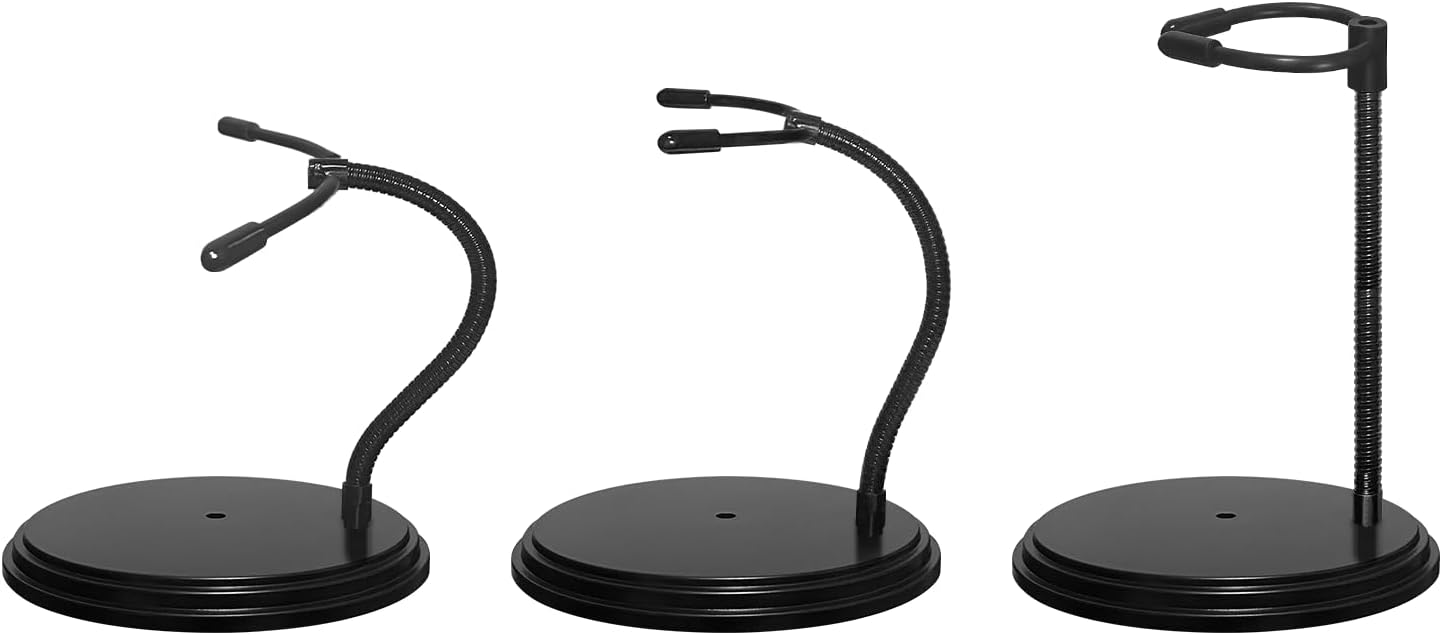 3Pcs Clear Adjustable Doll Stand Fits 4,5,6,7 and 8 Inch Dolls Or Action Figures，Doll Display Stand With Flexible Waist Clip and Bendable Metal Arm.