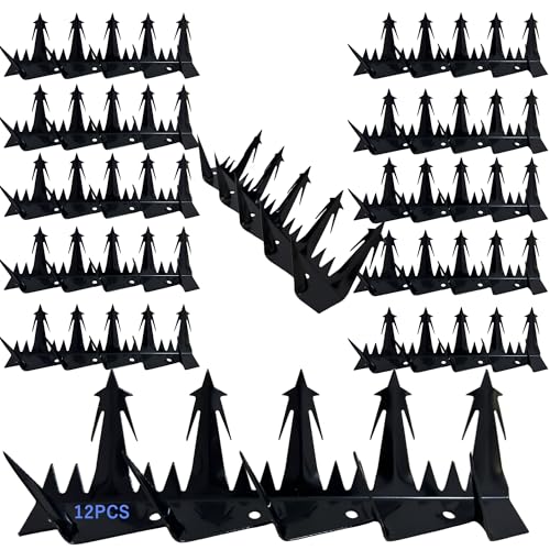 LEHUOJIA Anti Climb Spikes 12 Pack, Large Black Fence Wall