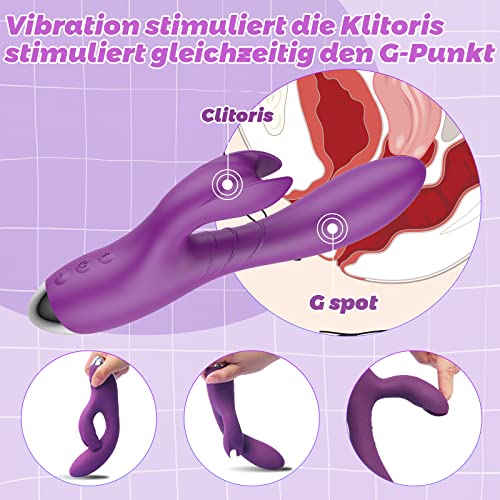 G-spot vibratoren, siliconen konijnenvibrators voor clitoris en G-spot met stootfunctie en 10 vibratiemodi, seksspeelgoed voor vrouwen - Afbeelding 5