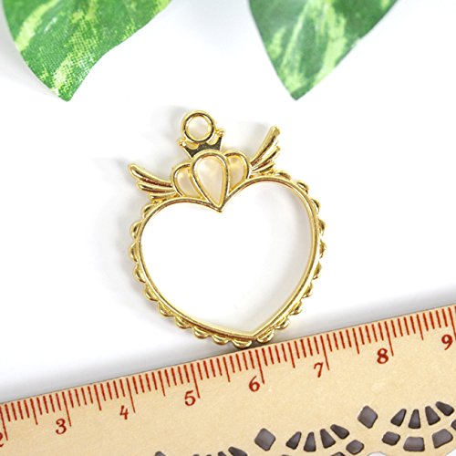 Amazon | 5個 ハート レジン枠 ゴールド アクセサリーパーツ 手芸 金具  