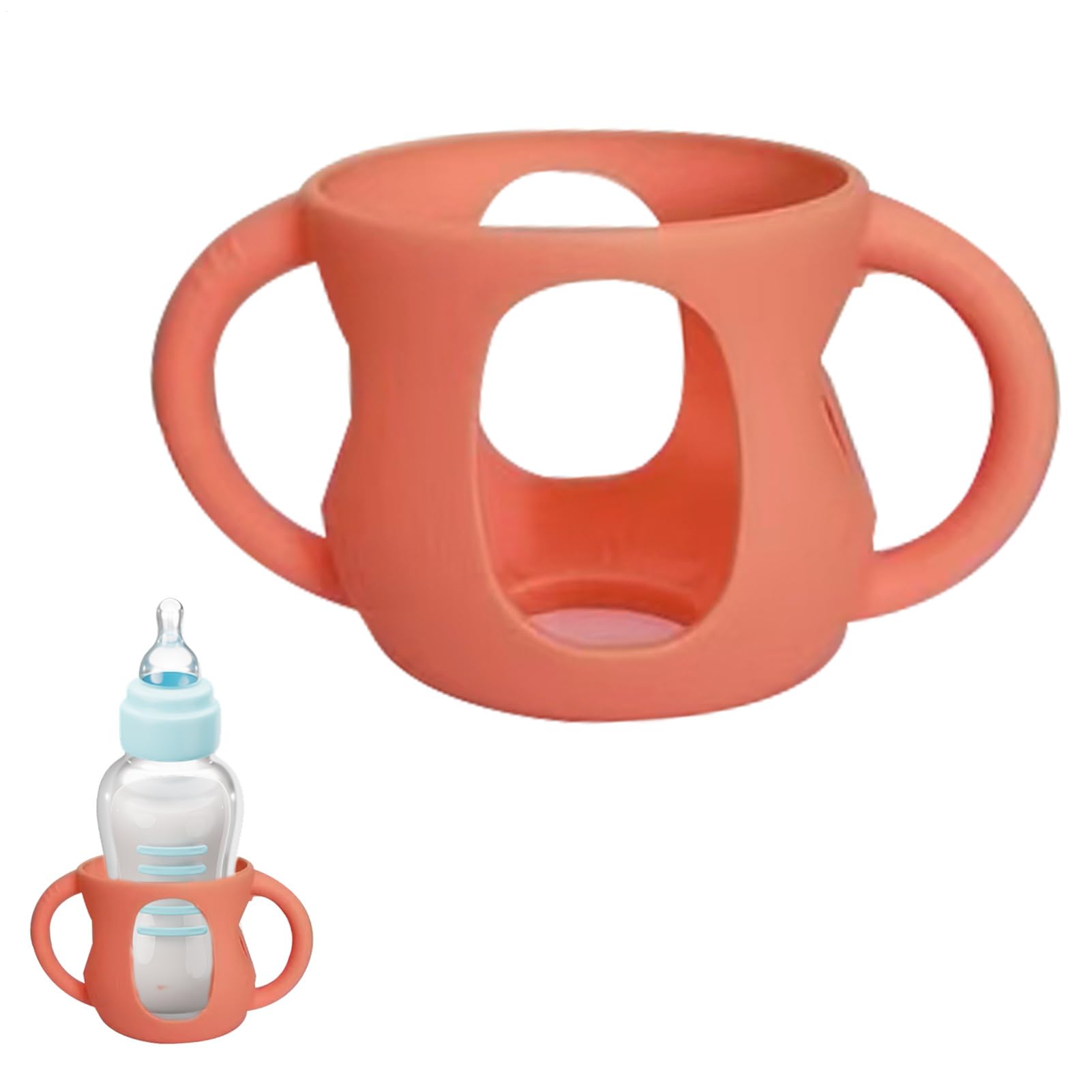 JINGLING Custodia in silicone per bottiglie di latte con manici, resistente alle cadute e agli urti, porta bottiglie, protegge il biberon