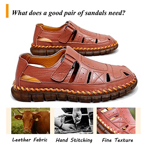 Moodeng Men's Sport Sandals Summer Leather Sandals Slip-on Causal Shoes Outdoor Loafers Closed Toe Fisherman Sandal2