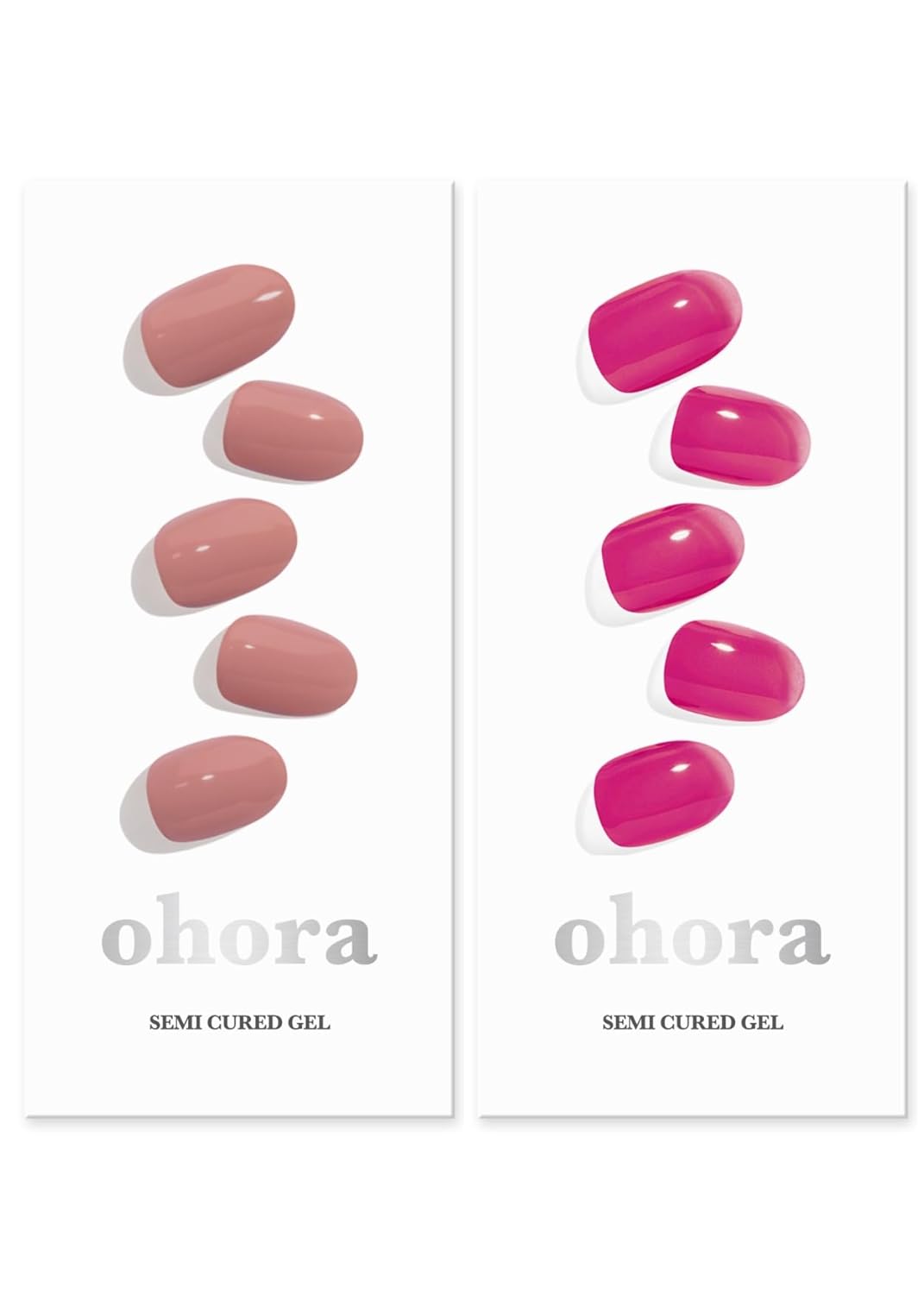 ohora Semi Cured Gel Nail Set of 2 (N Ash Pink & N Tint Reddish) - Professional Salon-Quality Nail Care