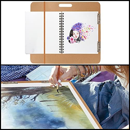Kurtzy Large Artist Sketch Board - 66 x 58.3cm / 25.98 x 22.95 Inches - Wooden Tote Hardboard Clipboard with Handle and Double Clip - Painting, Sketching & Drawing - Studio, Art Class & Office