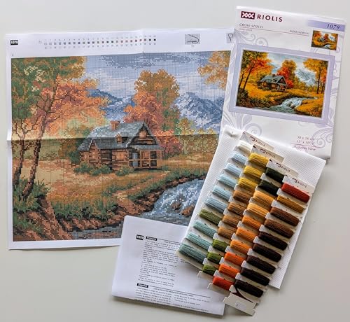 Image of RIOLIS - Autumn View 1079, Cross Stitch Kits 14,96 inch x 10,24 inch, Cross Stitch Kits for Beginners & Advanced, Crossstitching Kit Adult, Embroidery Counted Stitching Kit