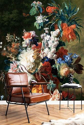 2 Panels Colorful Floral Wall Mural Peel and Stick 59"