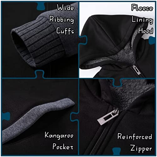 Swisswell Hoodies For Men Zip Up Fleece Lined Hoodies Heavy Sherpa Hooded Sweatshirt Warm Heavy Duty Fleece Jacket Black Grey Xl #TOP3