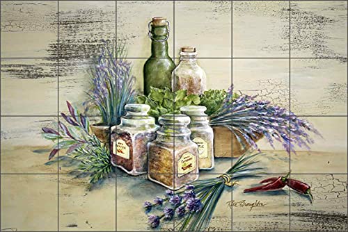 Kitchen Herbs Ceramic Tile Mural Backsplash 25.5