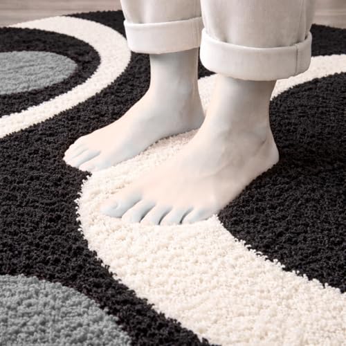 Image of 3D Shaggy Polyester Carpet Rug Runner Area Mats for Bedroom /Living Area /Home with Anti Slip Backing Soft /Fluffy Hight Pile - (Moon Silver, 6x9 feet)