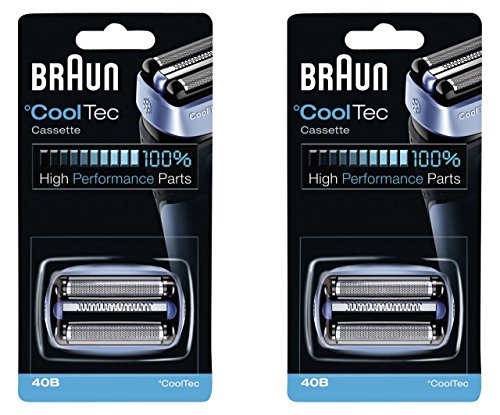 40B BRAUN Mens Electric Shaver CoolTec Foil & Cutter Pack Set Head Replacement Cassette, 2 Count