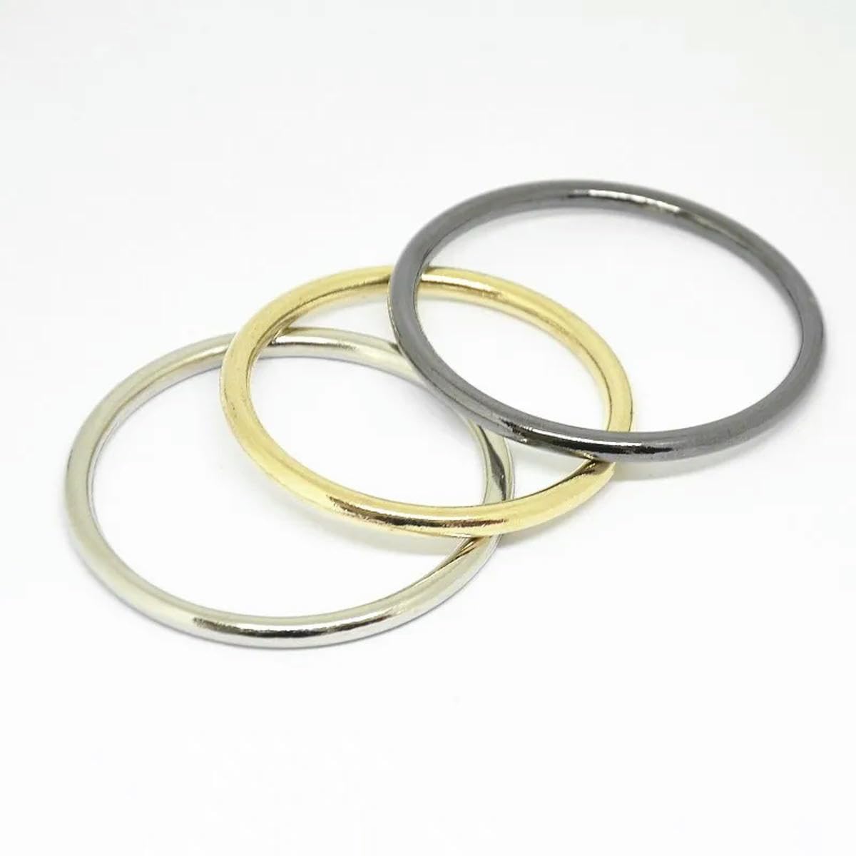 100 Stück DIY Lederhandwerk Taschengurt Zubehör Metall O-Ring Schnalle 10mm/15mm/20mm/25mm/30mm/35mm/40mm/45mm/50mm/60mm/65mm/70mm-15mm-Silber