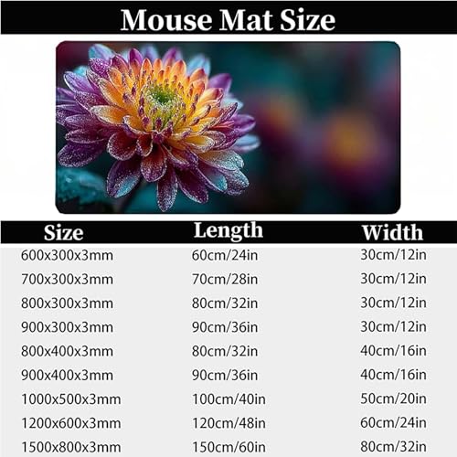 Tapis souris fleur imperméable grand format avec bords cousus - 7