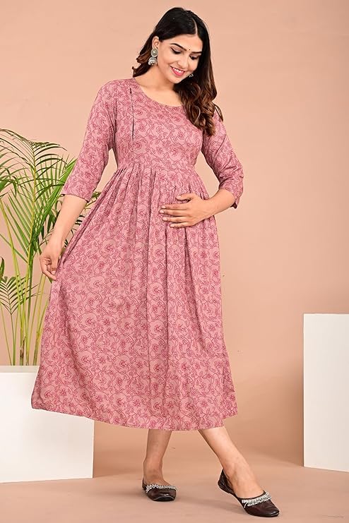 Image of Shantika Women's Maternity Dress Feeding Kurti with Zippers