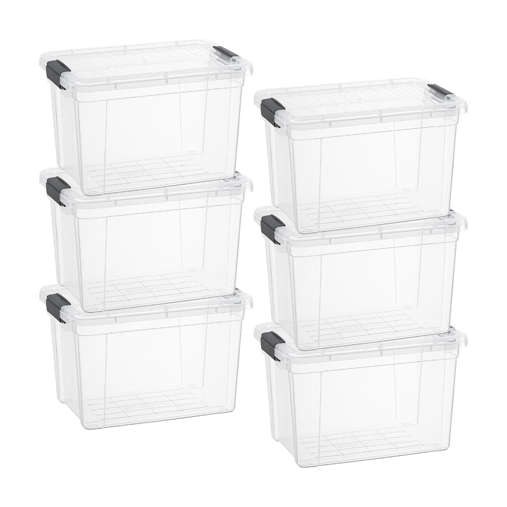 Superio 2.5 Quart Clear Plastic Storage Boxes with Lids, Stackable Organizer Containers, BPA-Free Storage Bins for Home, Office, School &amp; Dorm, 6 Pack