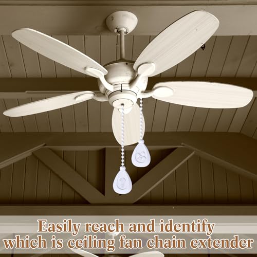 Image of 4 Pieces Ceiling Fan Pull Chain Extender Ornament 12 Inch Ceiling Pull Chain Extension Classic Drop Shaped Pendant Beaded Ball Cord for Fan light lamp decorative with Connector(White)