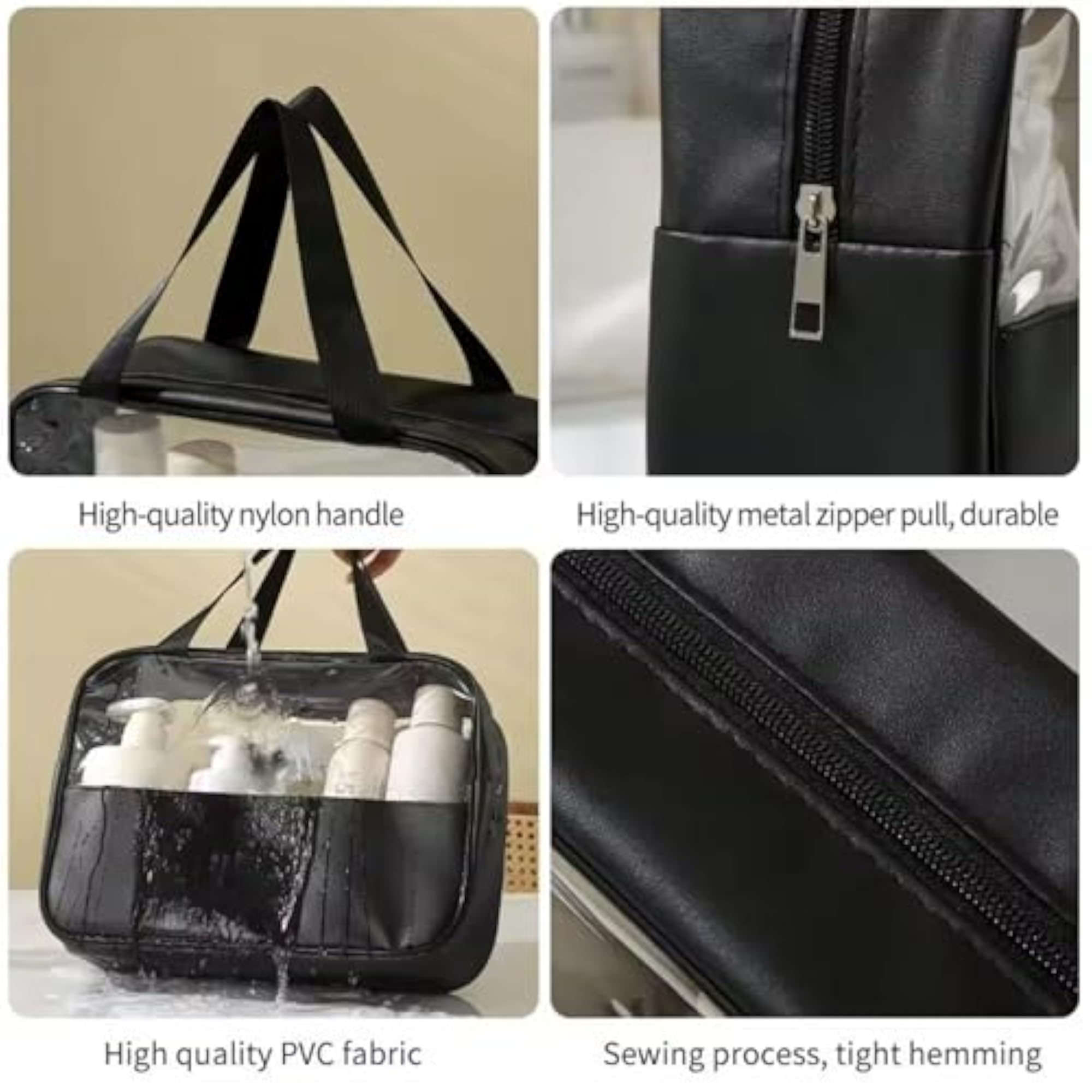 Transparent Cosmetic Bag with Handle, Travel Organizer Pouch