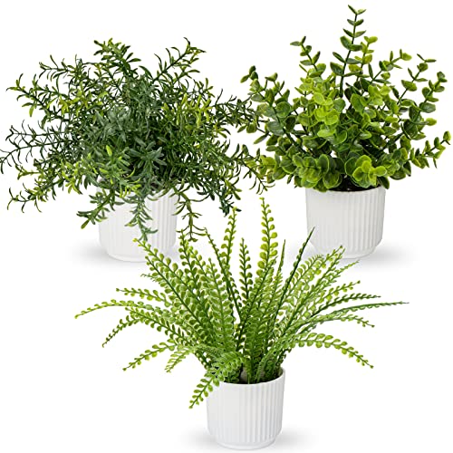 Hollyone 3 Pack Fake Plants Artificial Plants in Pots Small