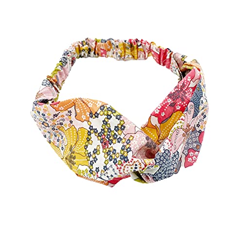 PureFly Liberty Female floral headscarf Headbands with Boho Flower Print Criss Cross Head Wrap Elastic Hair Band