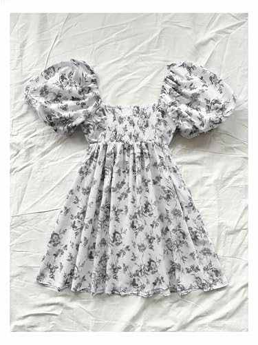 Image of Floerns Women's Floral Dress Puff Sleeve Dress Square Neck Summer Vacation Picnic Mini Dresses