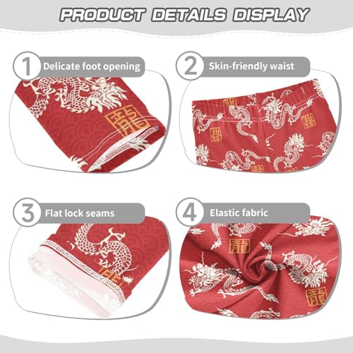 Traditional Dragons Girls Leggings,Workout Leggings for Girls Toddler Athletic Leggings Size for 3-10T3