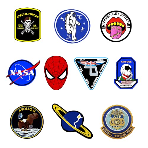 Image of LazyChunks | Cloth Sticker Patches - Iron on & Sewable, 10 pcs Multicolored Applique Decorative Patches for Jackets, Jeans, Bags, Hats, T-Shirts & More