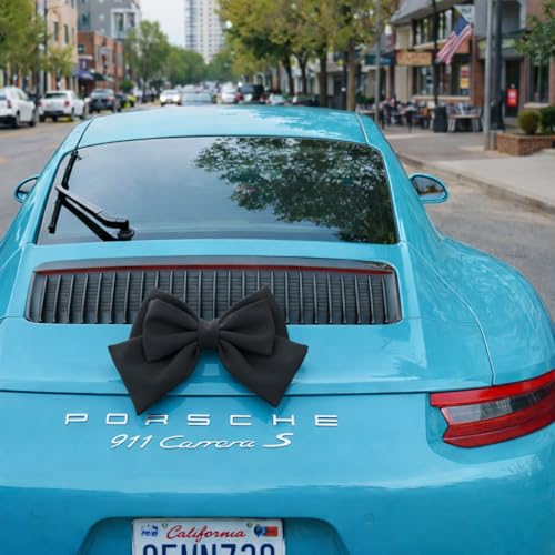 Image of Pink Car Bow for Women Cute Car Exterior Cute Decor for Girls Coquette Decorations for Cars (Black)