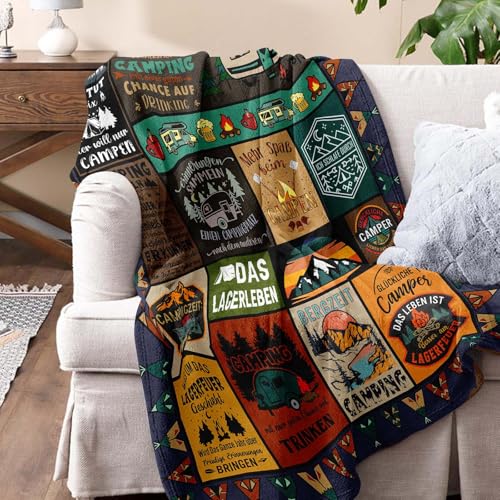 Camping Geschenke, Camping Geschenke für Männer, Geschenke für Camper, Camper Geschenke, Camping Deko, Wohnmobil Geschenk, Camping Gadgets Wohnmobil, Wohnwagen Zubehör Innen, Camping Decke 150 x 130CM