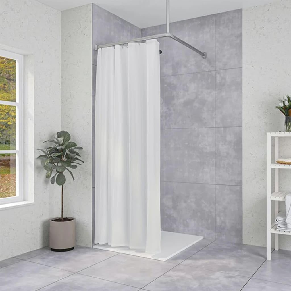 Sealskin Easy Roll, Tringle rideau, Barre de Douche Angle Universelle, Longueur Adaptable, Plusieurs Combinaisons en L ou U, A percer, Fixations et support de plafond inclus, Acier Inoxydable