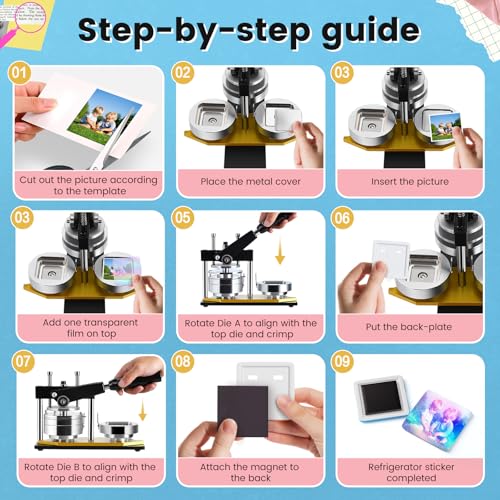NantFun Metal Square Magnet Maker Machine Kit, 2 x 2 in, 300 Sets Supplies by NantFun - Used condition - Image 7