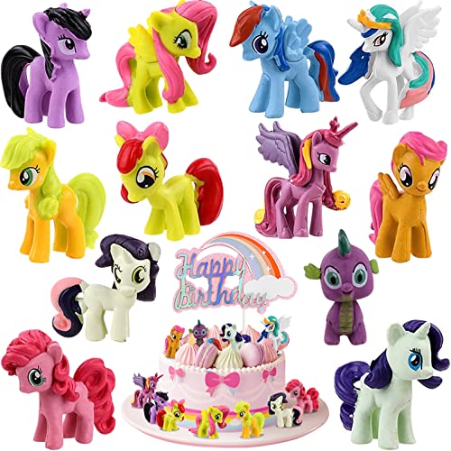 OSDUE 13 stuks taartfiguren, kinderverjaardag, minifiguren, taartdecoratie, cupcake-figuren, speelgoed, cartoon…