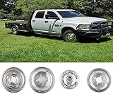 Puermto 4pcs 17" Stainless Steel Polished Wheel Simulators,Front Rear 8 Lug 5 Hand Dually Hub Caps fit for 2003-2019 Dodge Ram 3500 with Skins Liners Rim Covers w/Removable CentreCap 7D8